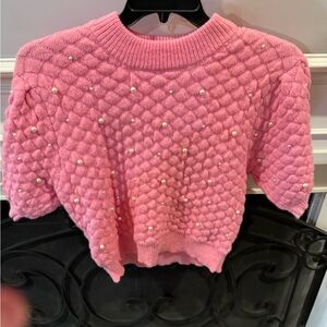 Peach Love California Pink Pearl Knit Sweater